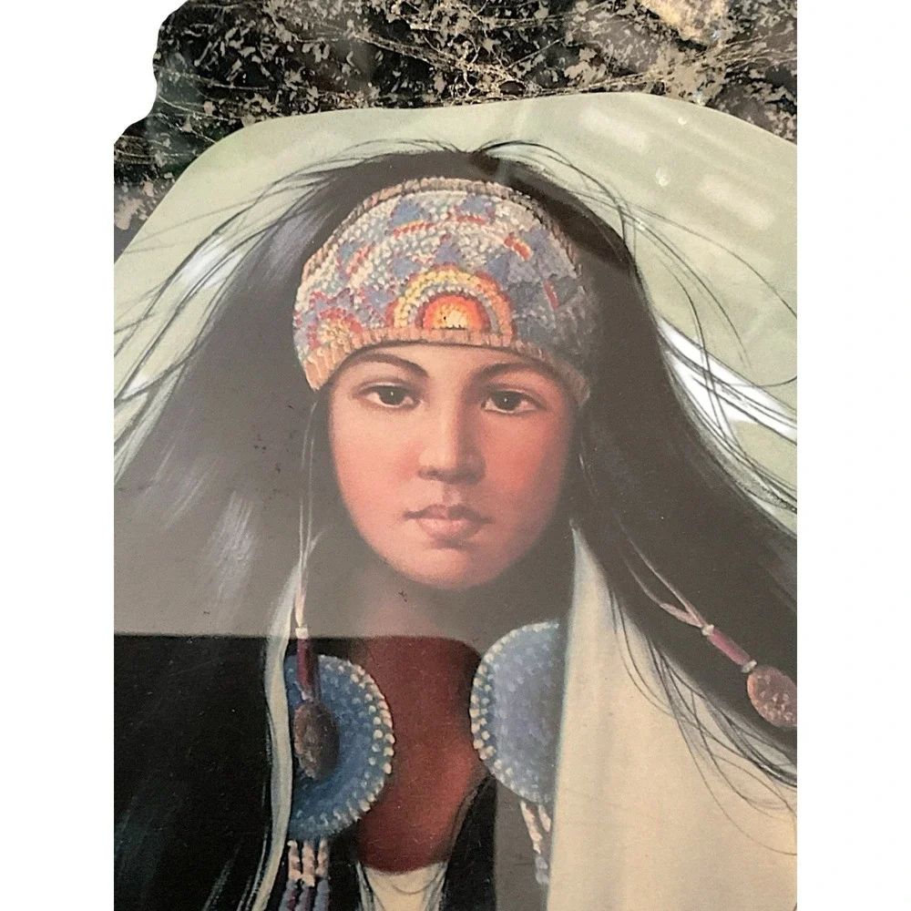 Vintage‎ DenCraft Wall Decor Lacquered Arrowhead Wood Painting -Native Americans